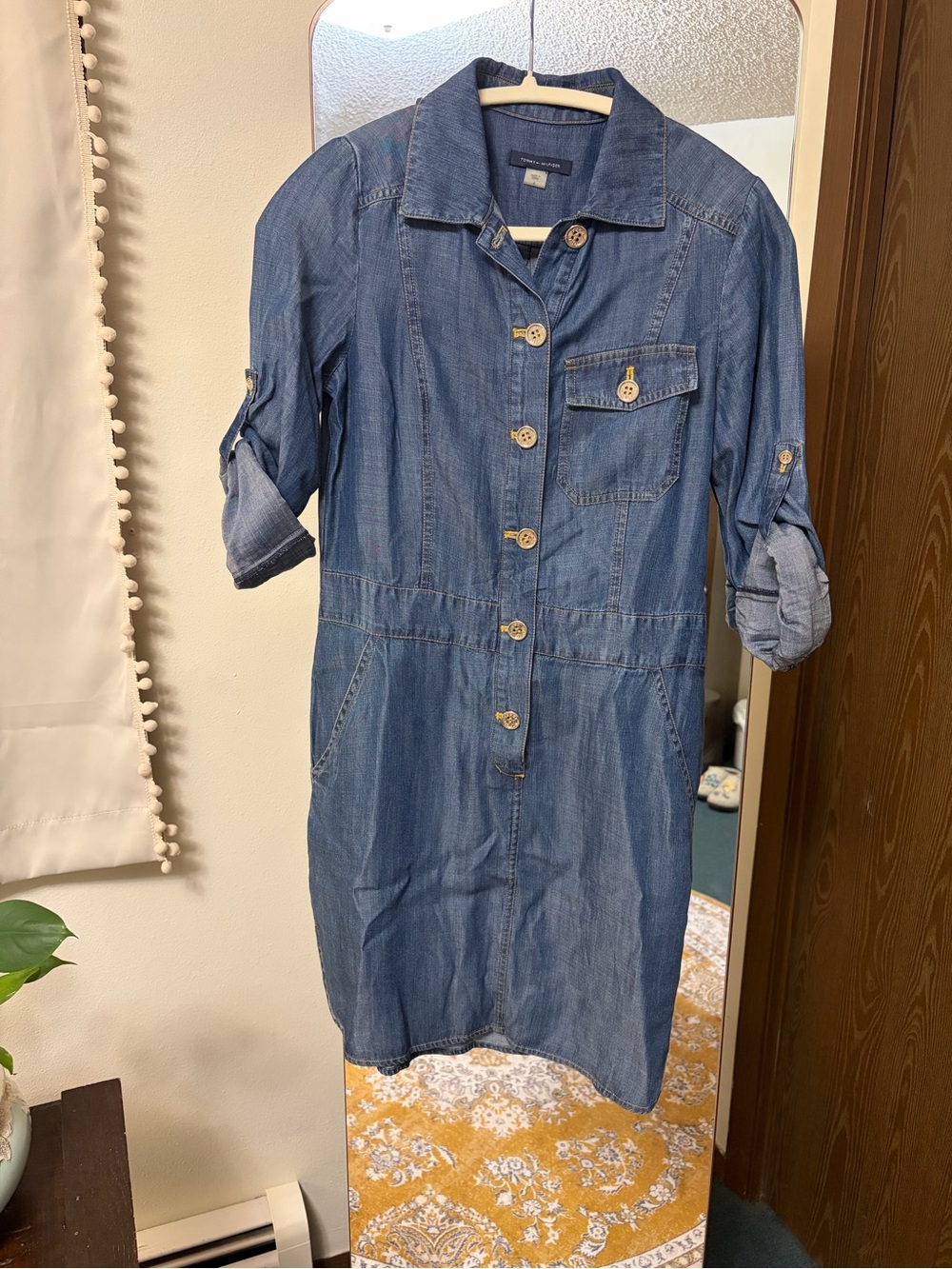 Tommy Hilfiger Denim Button-Front Mini Dress - Blue